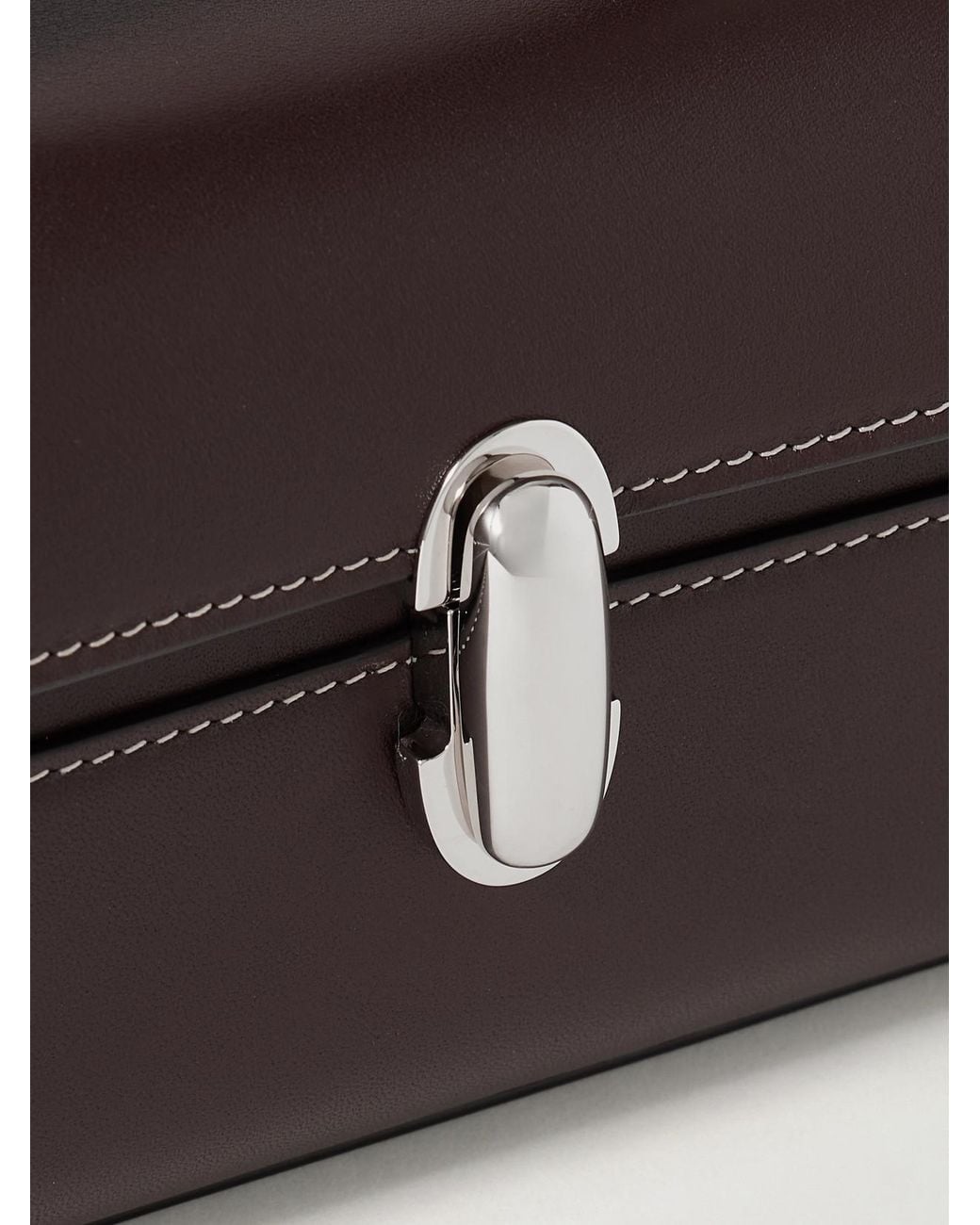 SAVETTE Brown Slim Symmetry Leather Top-Handle Bag