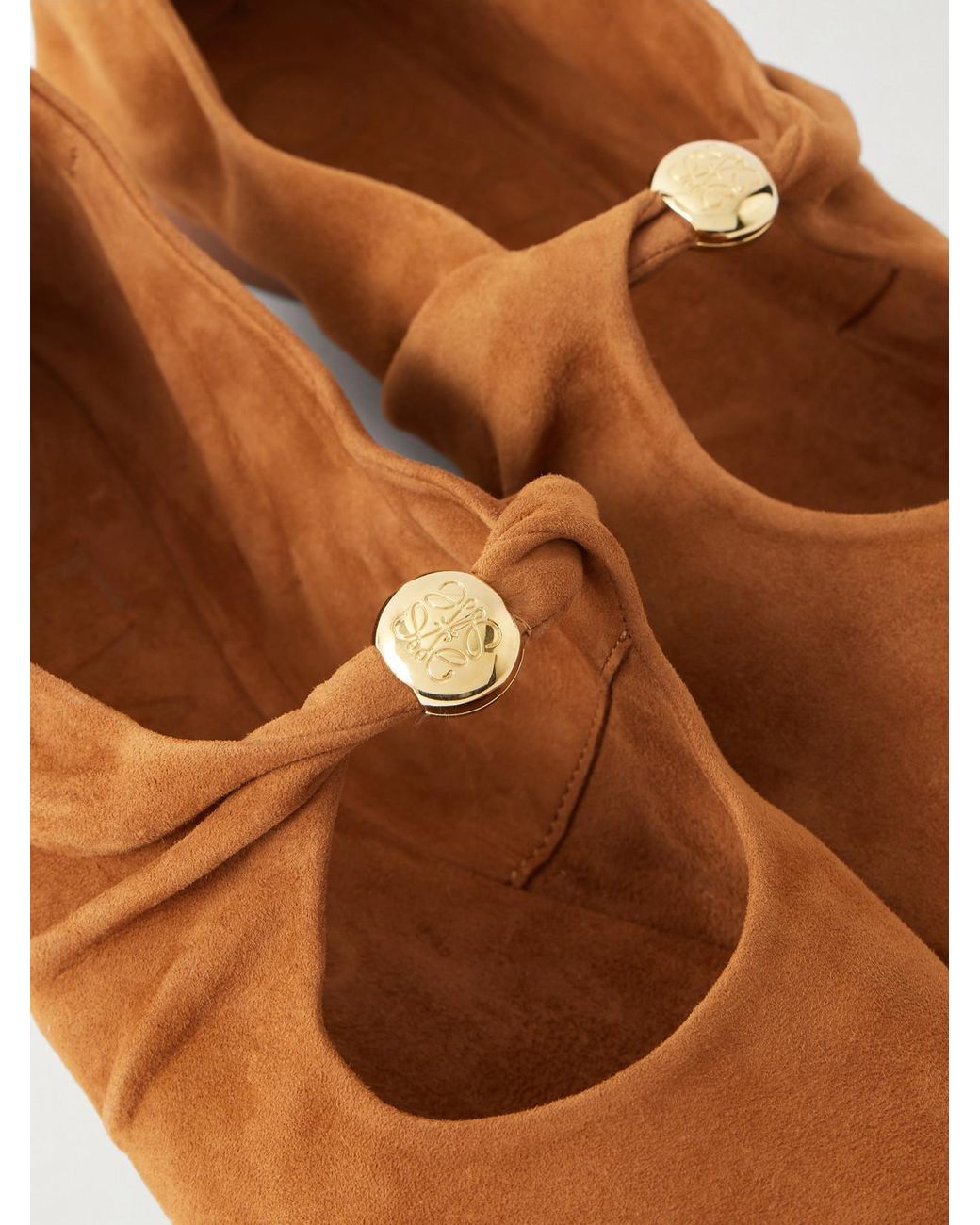 Loewe Brown Pebble Embellished Suede Flats