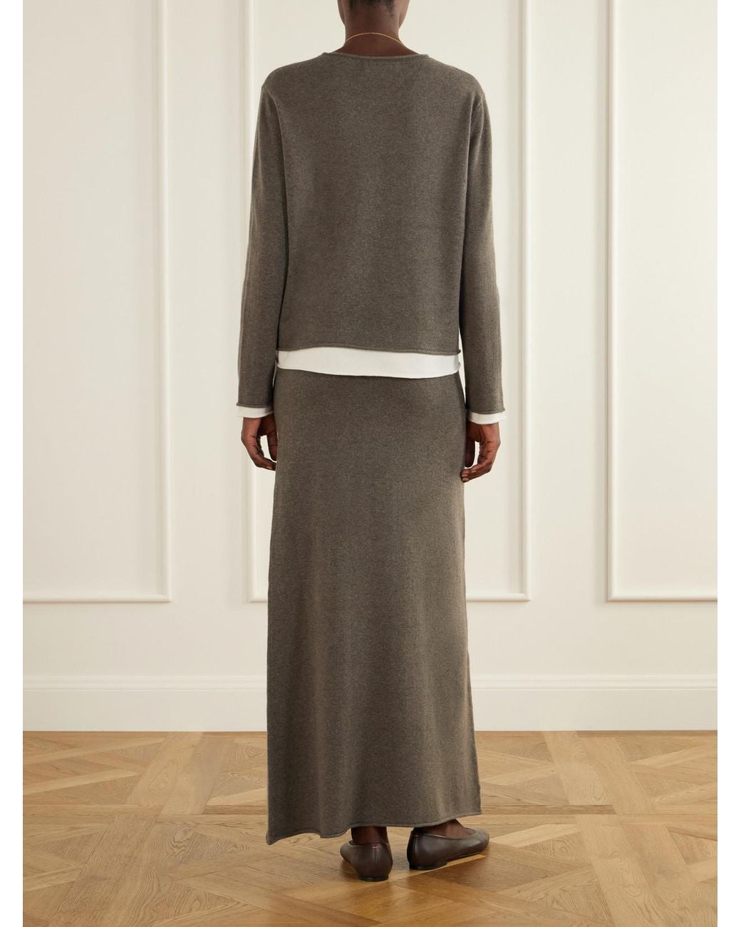 arch4 Natural Mirella Cashmere Sweater And Midi Skirt Set