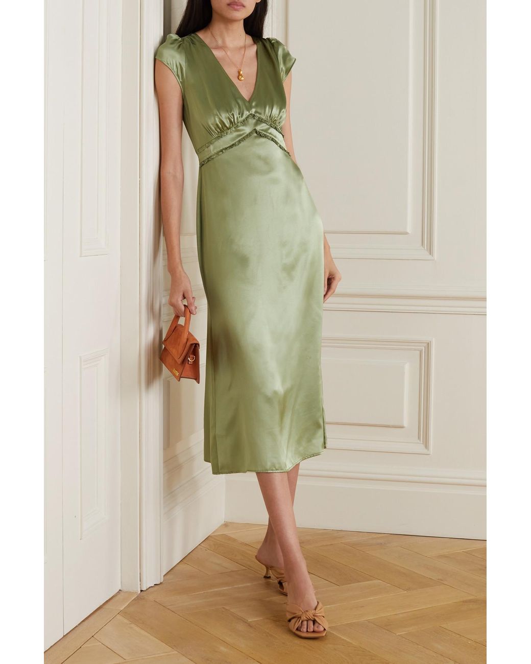 Reformation green deals silk dress