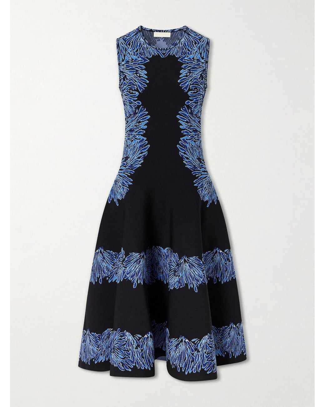 Ulla Johnson Blue Iona Jacquard-Knit Midi Dress