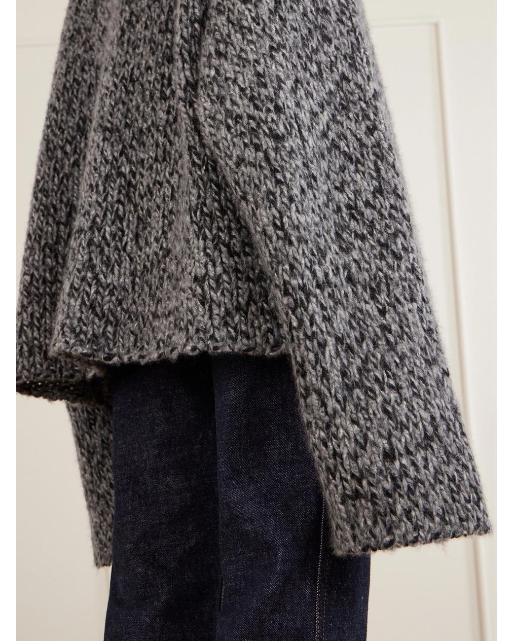 Khaite Gray Seth Cashmere And Silk-Blend Mélange Turtleneck Sweater