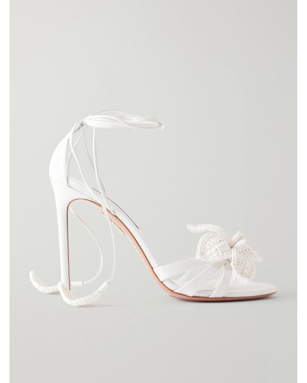 Aquazzura White Calypso 105 Raffia Sandals