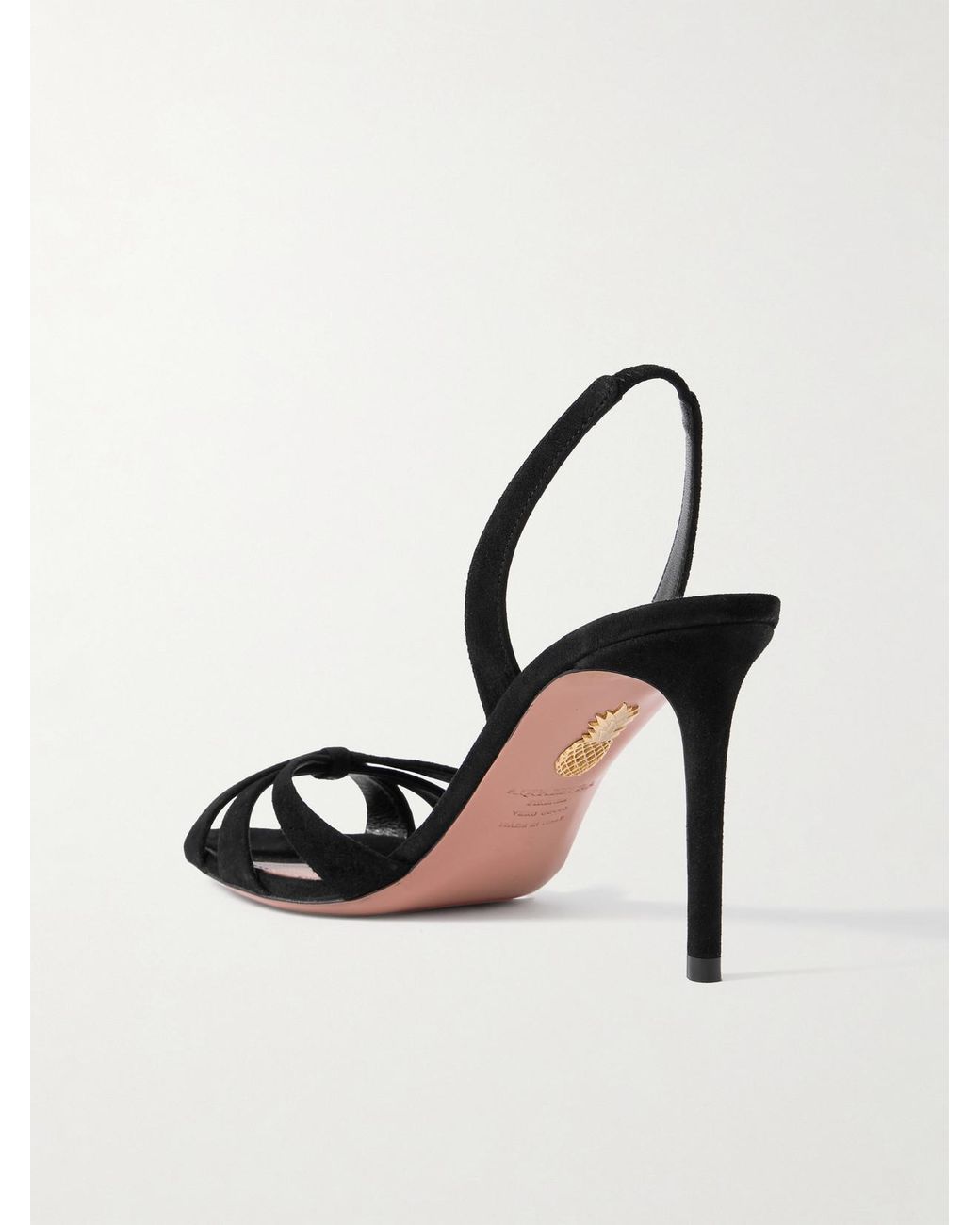 Aquazzura Metallic Tati 85 Suede Slingback Sandals