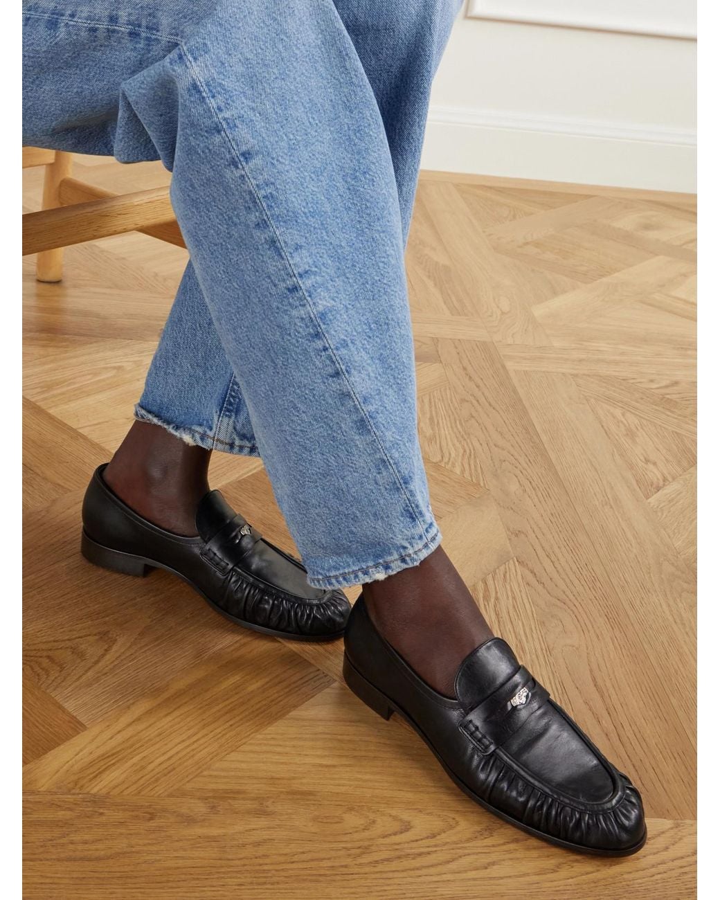 Emme Parsons Black Girona Leather Penny Loafers