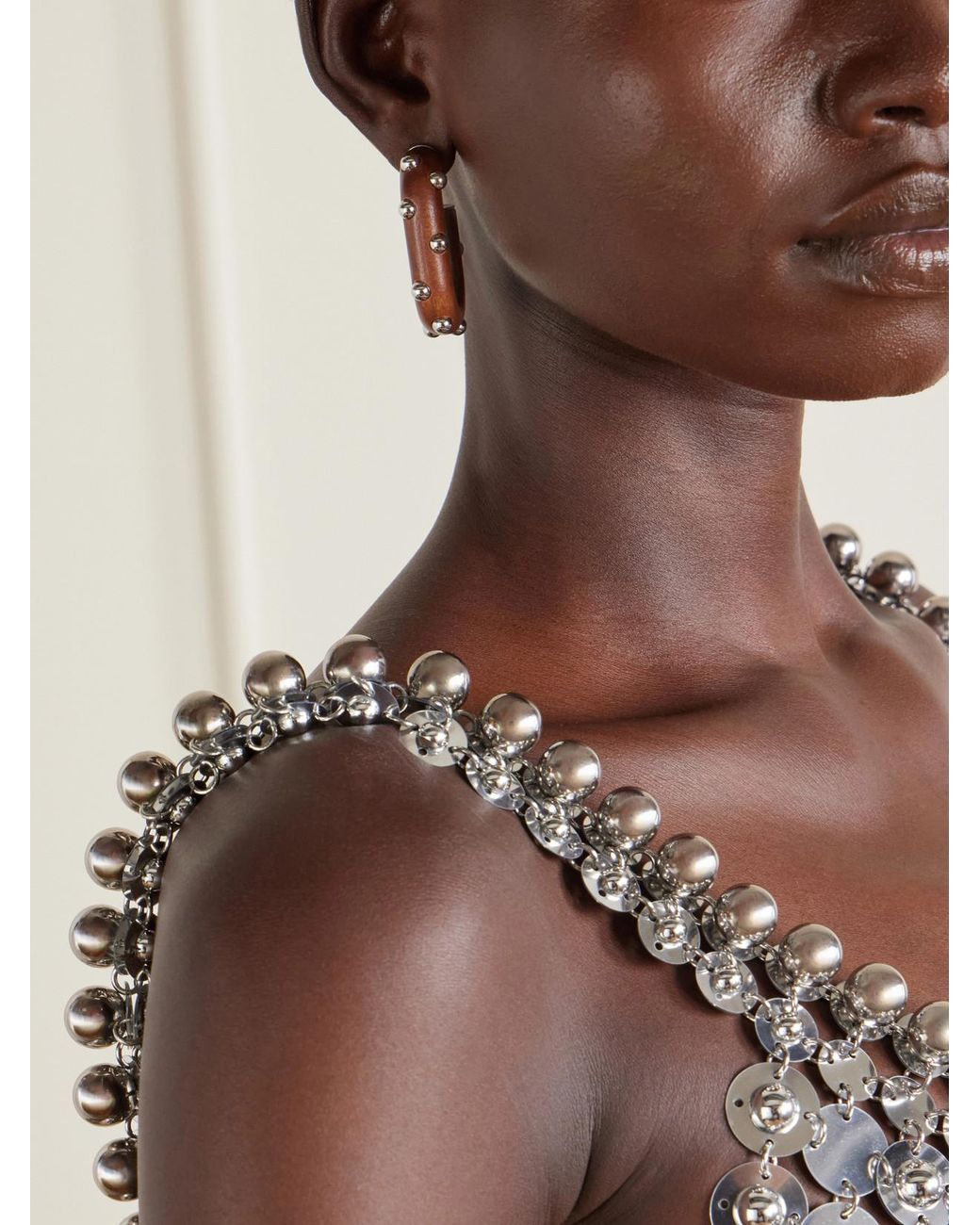 Rabanne White Embellished-Tone Earrings