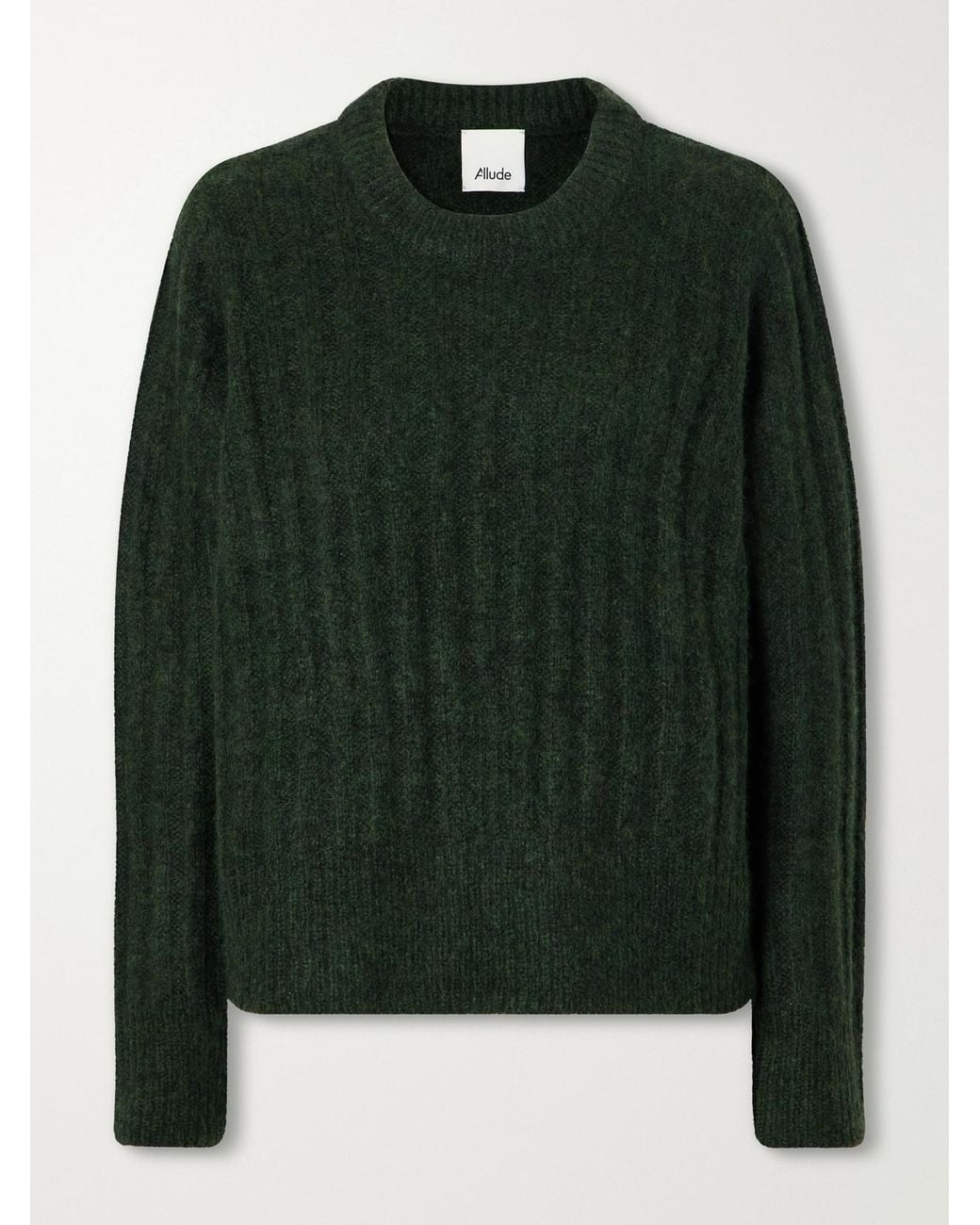 Allude Green Cashmere And Silk-Blend Sweater