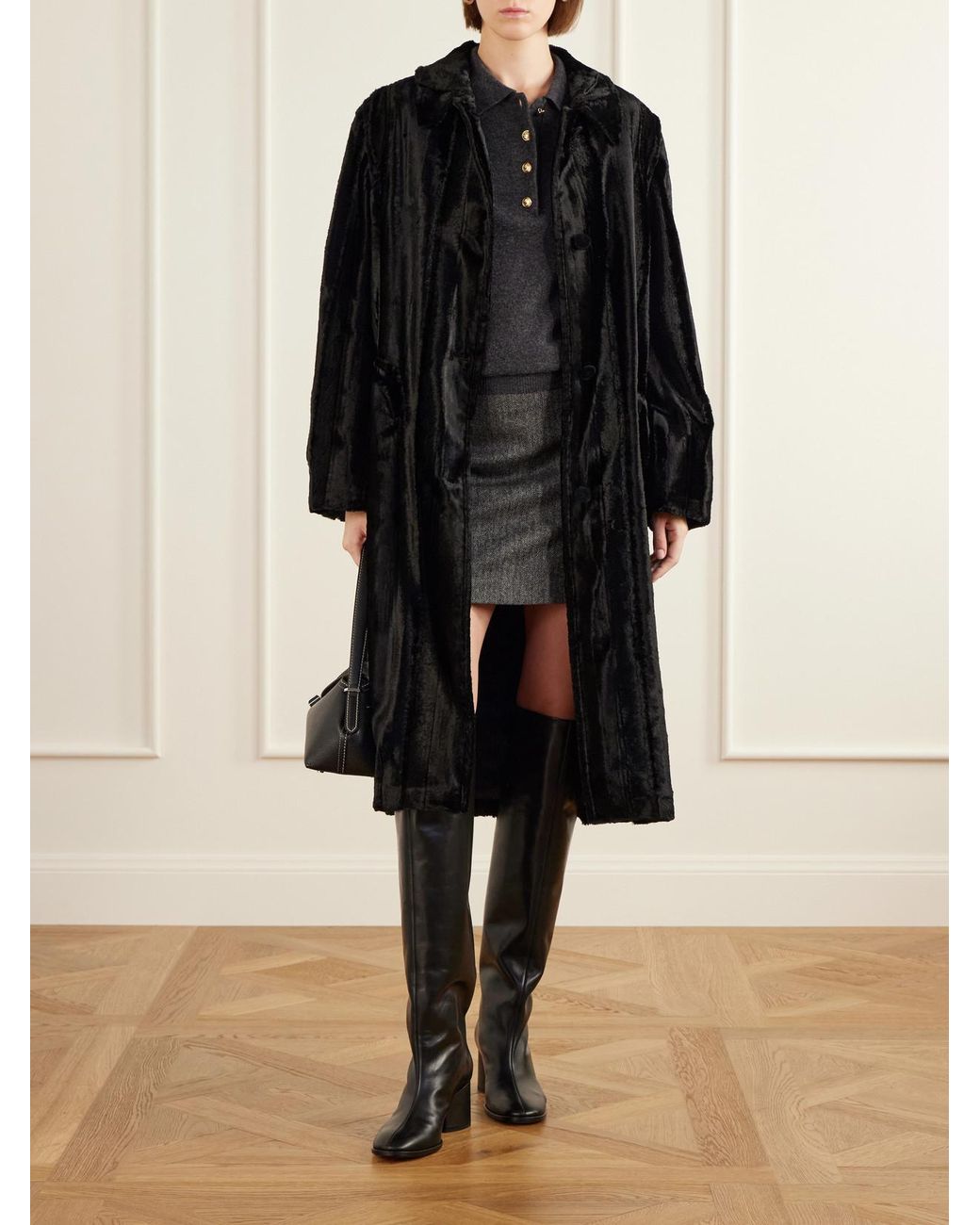 Blazé Milano Black Woolly Velvet Coat