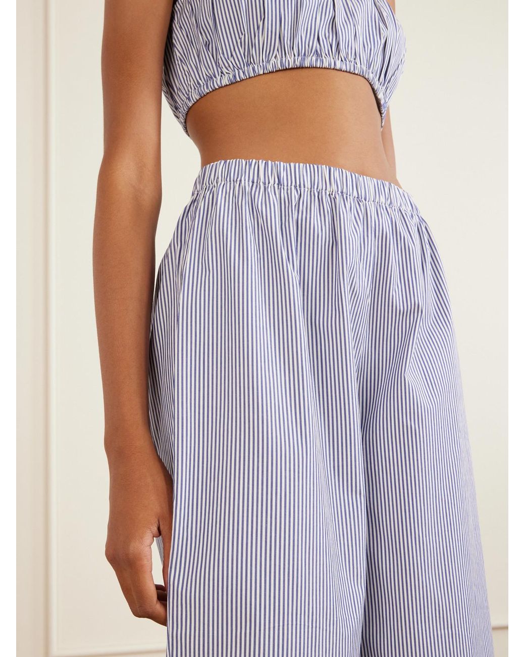 Suzie Kondi Purple Striped Cotton-Poplin Balloon Pants
