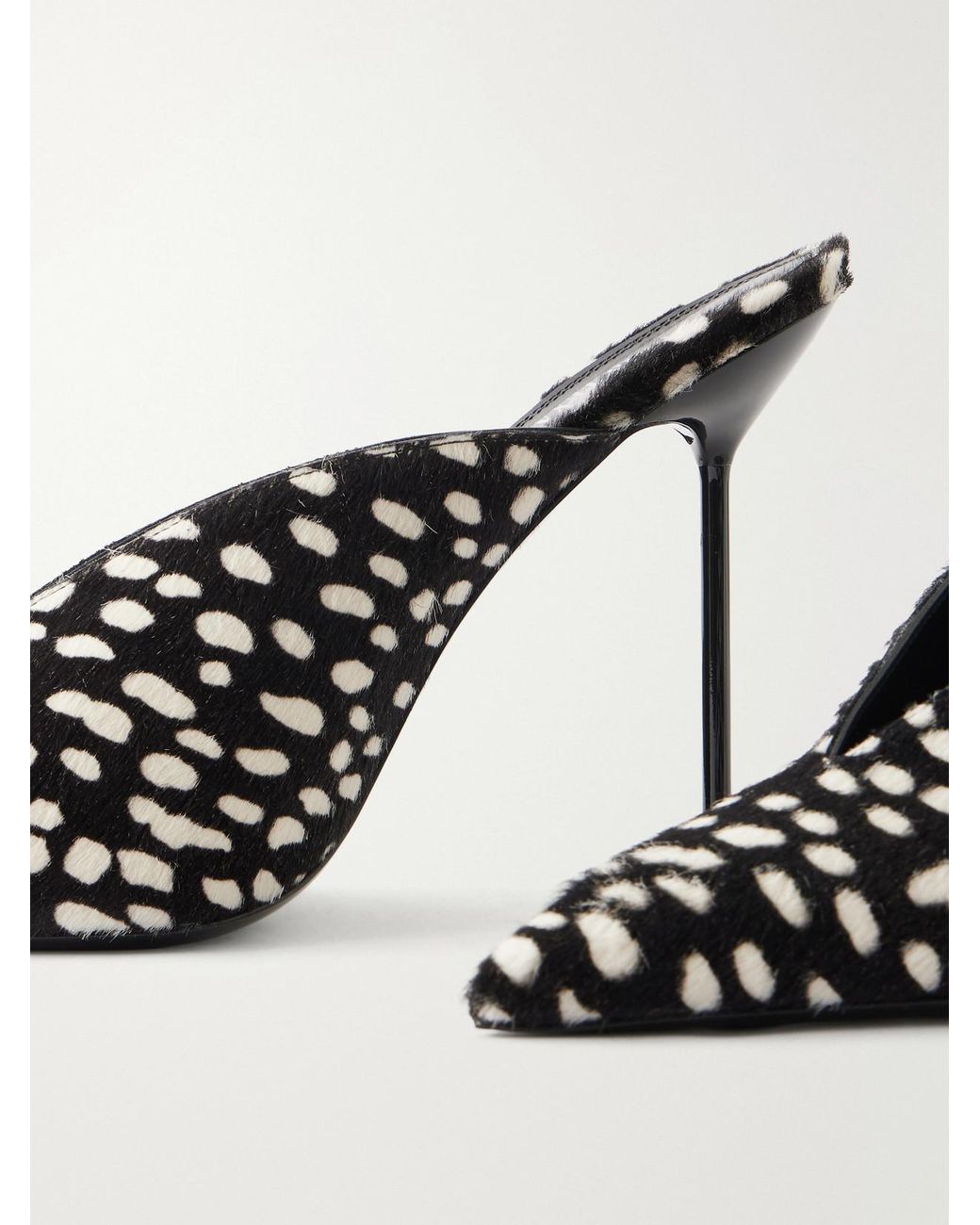 Paris Texas White Lidia 105 Printed Calf Hair Mules