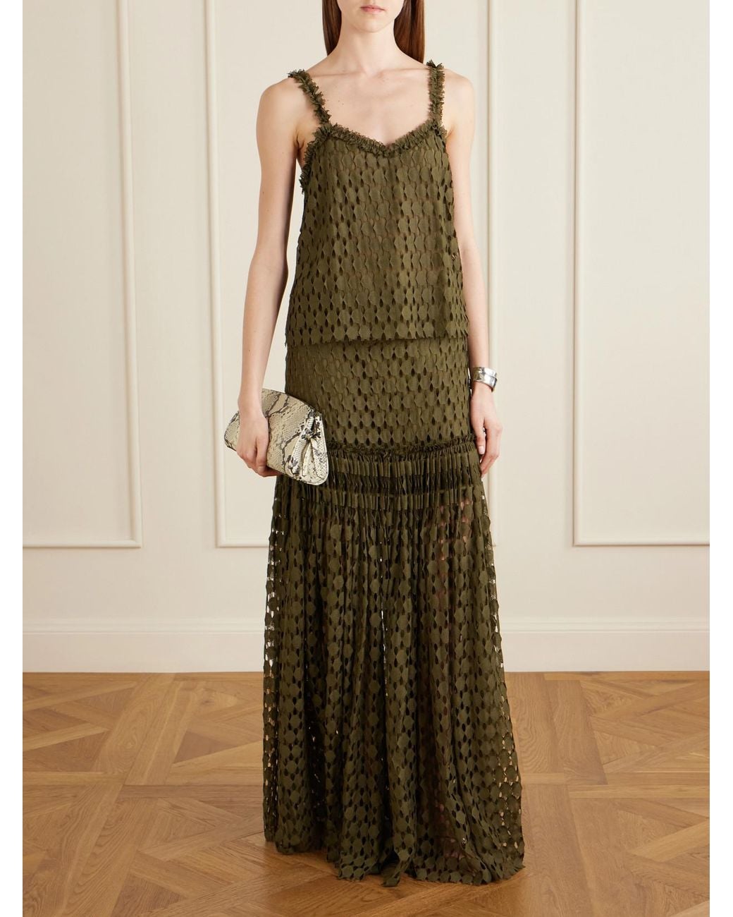 Ulla Johnson Green Francoise Cotton-Blend Lace Top