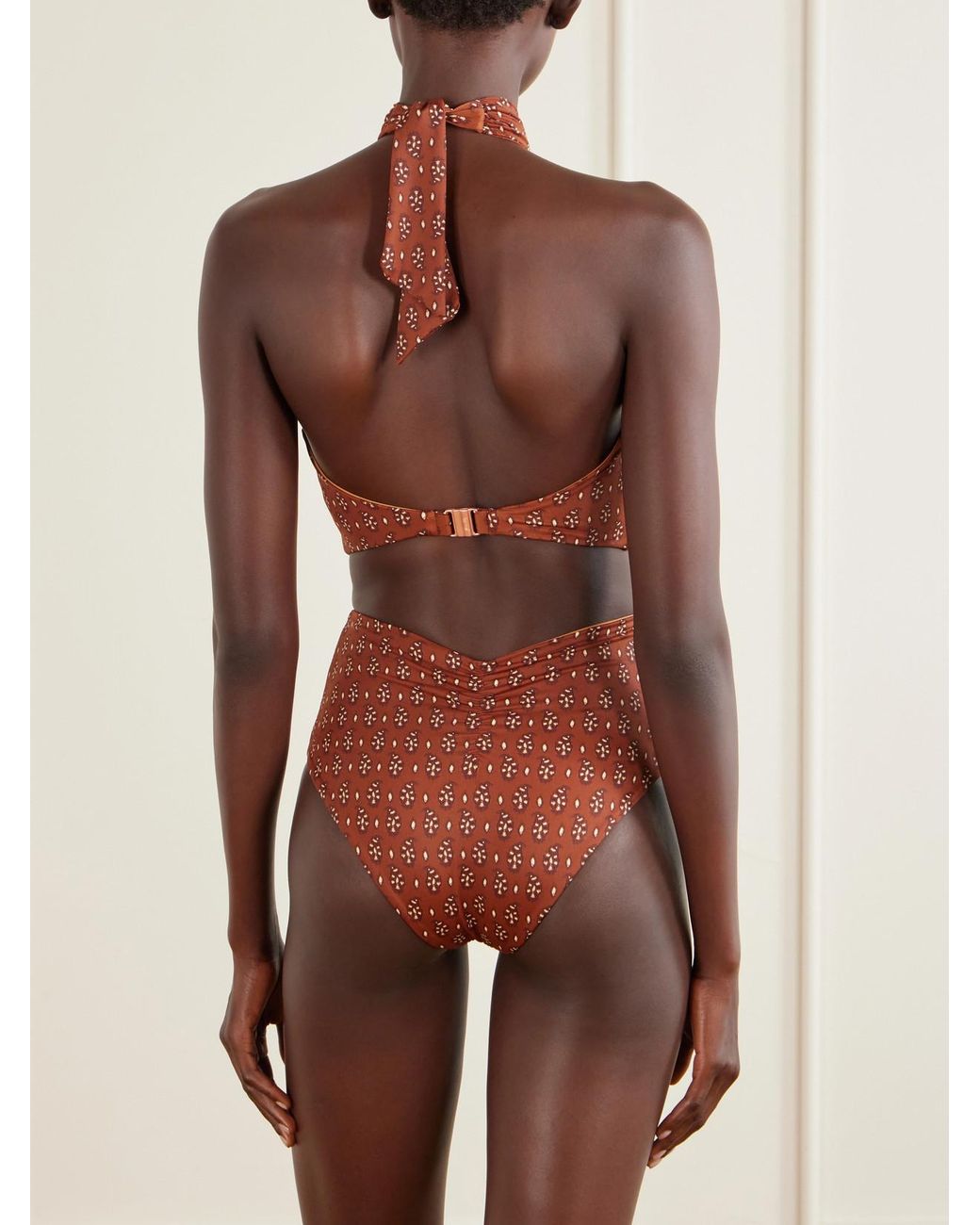 Johanna Ortiz Red Spice Printed Recycled Bikini Top