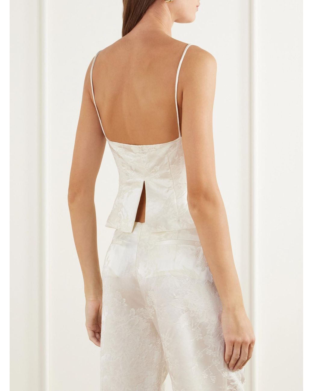 St. Agni Natural Wool And Silk-Blend Floral-Jacquard Cloqué Cami