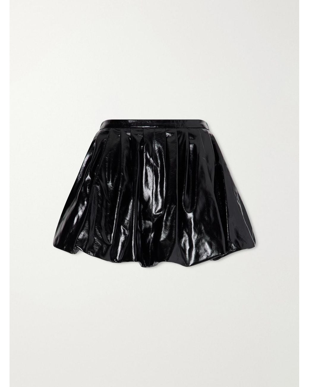 Nour Hammour Black Lucia Gathered Paneled Textured-Leather Mini Skirt