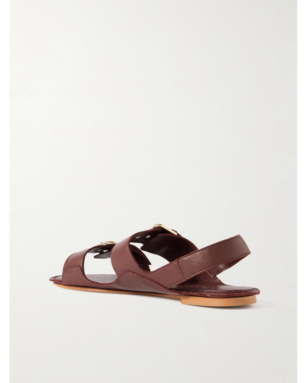 Jamie Haller Brown The Double Buckle Leather Sandals