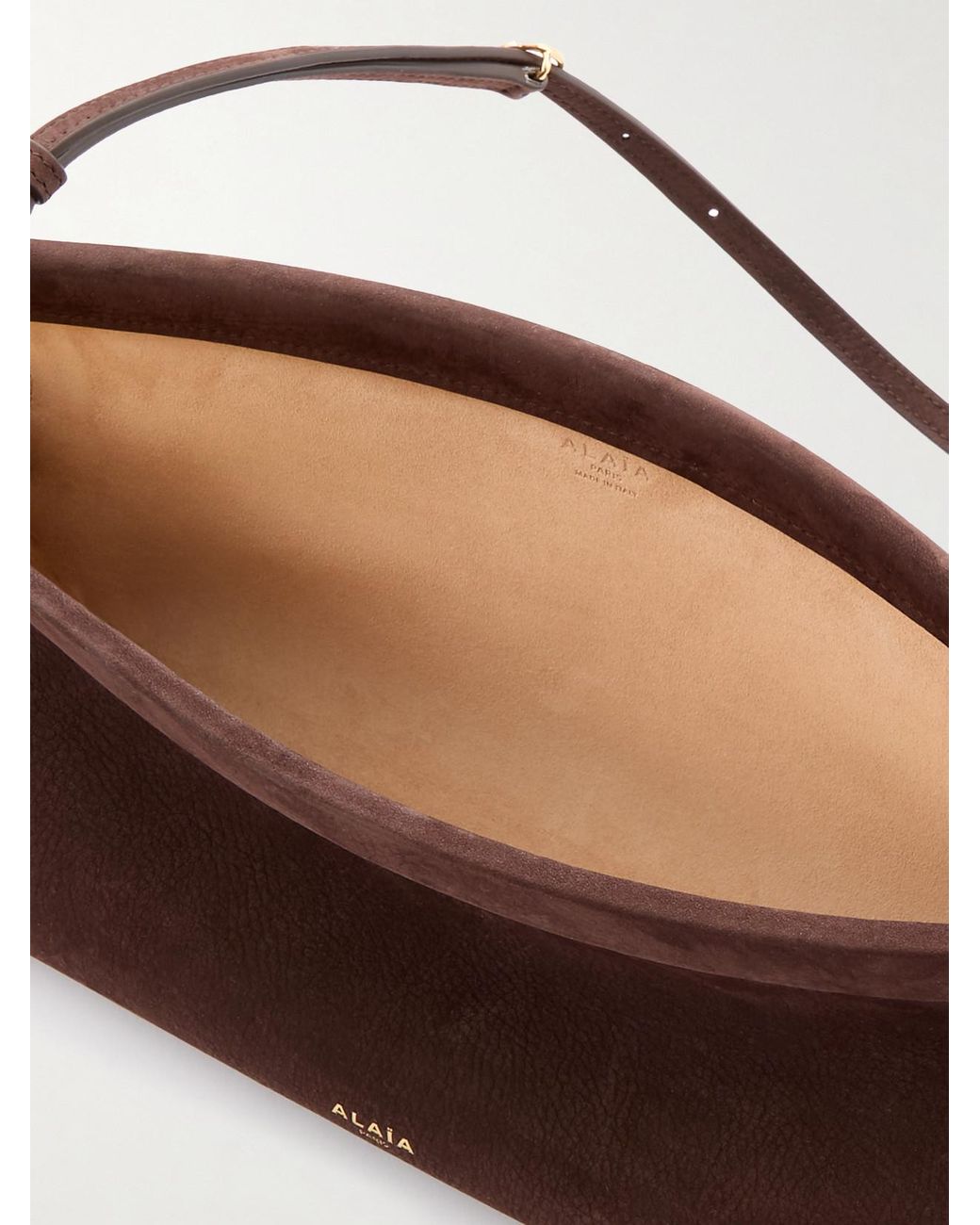 Alaïa Brown Le Click E/W Medium Nubuck Shoulder Bag