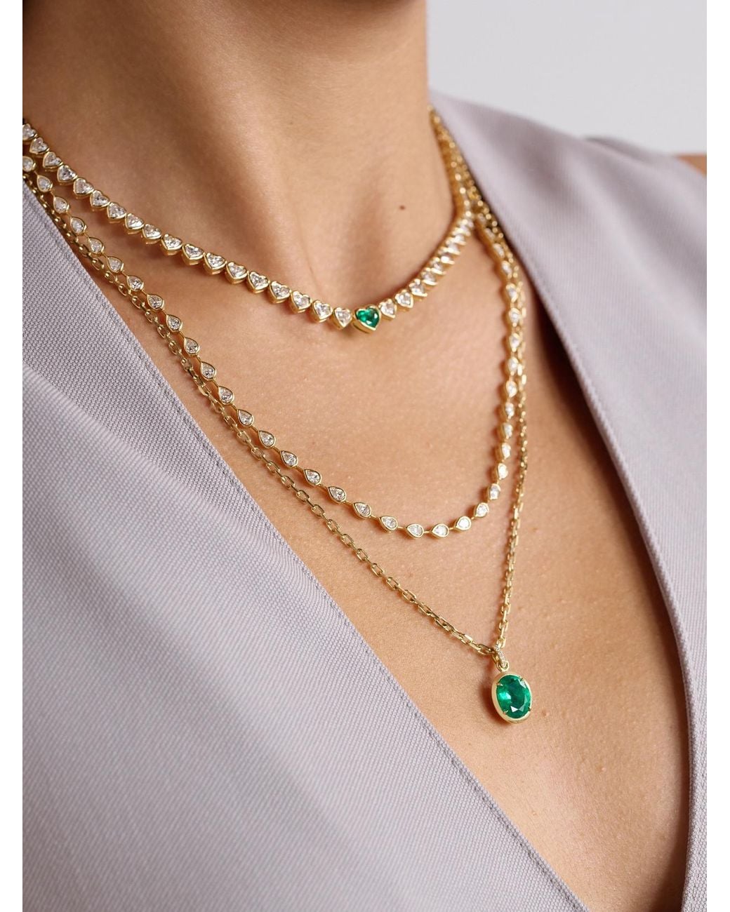Anita Ko Natural 18-Karat- Emerald And Diamond Necklace