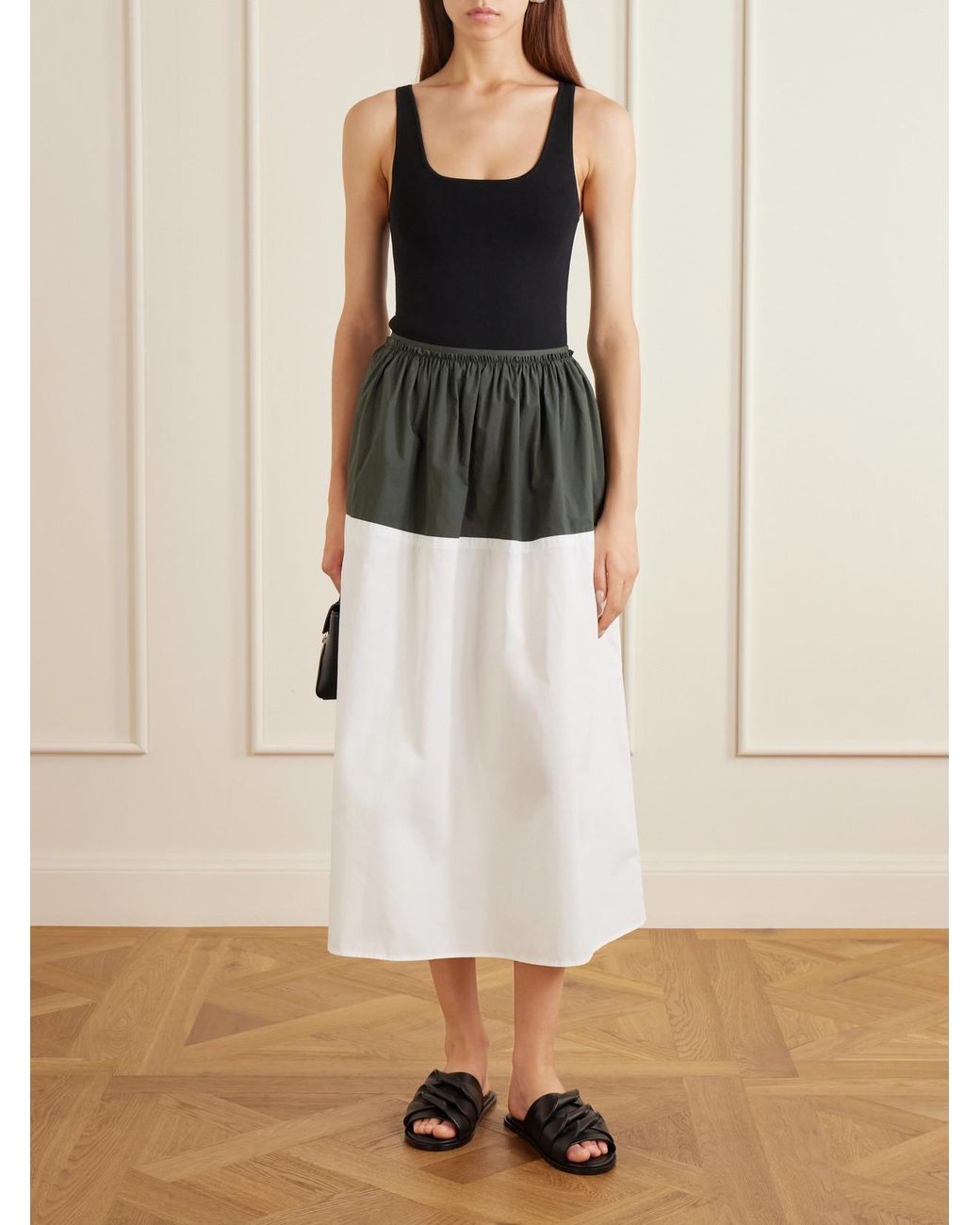Proenza Schouler Black Nyla Cotton-Poplin Midi Skirt