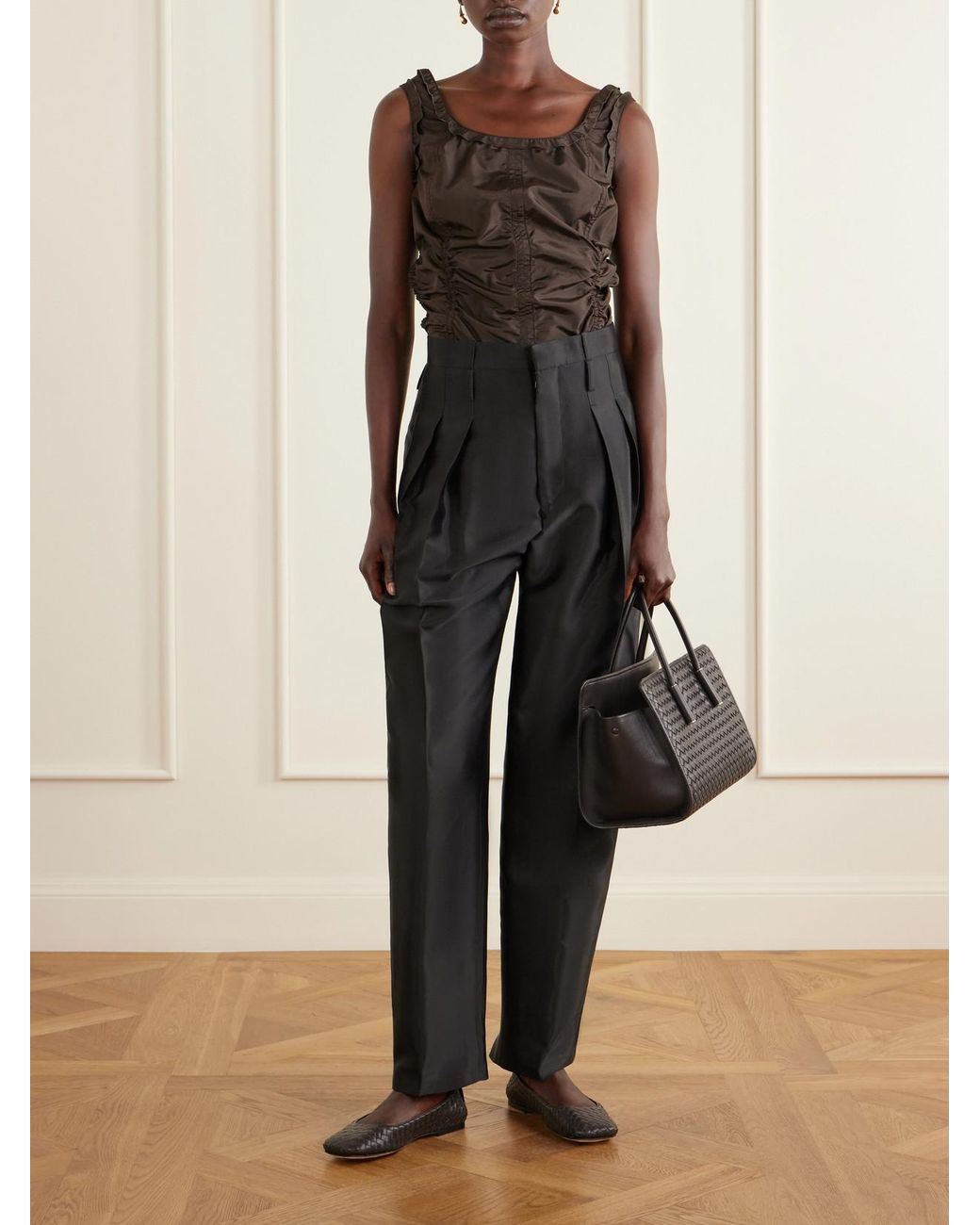 Bottega Veneta Black Barbara Intrecciato Leather Shoulder Bag