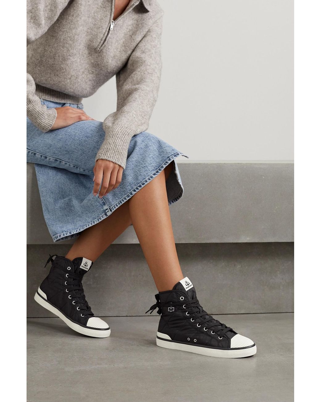 Isabel Marant Benkeen Quilted Shell High-top Sneakers in Black | Lyst