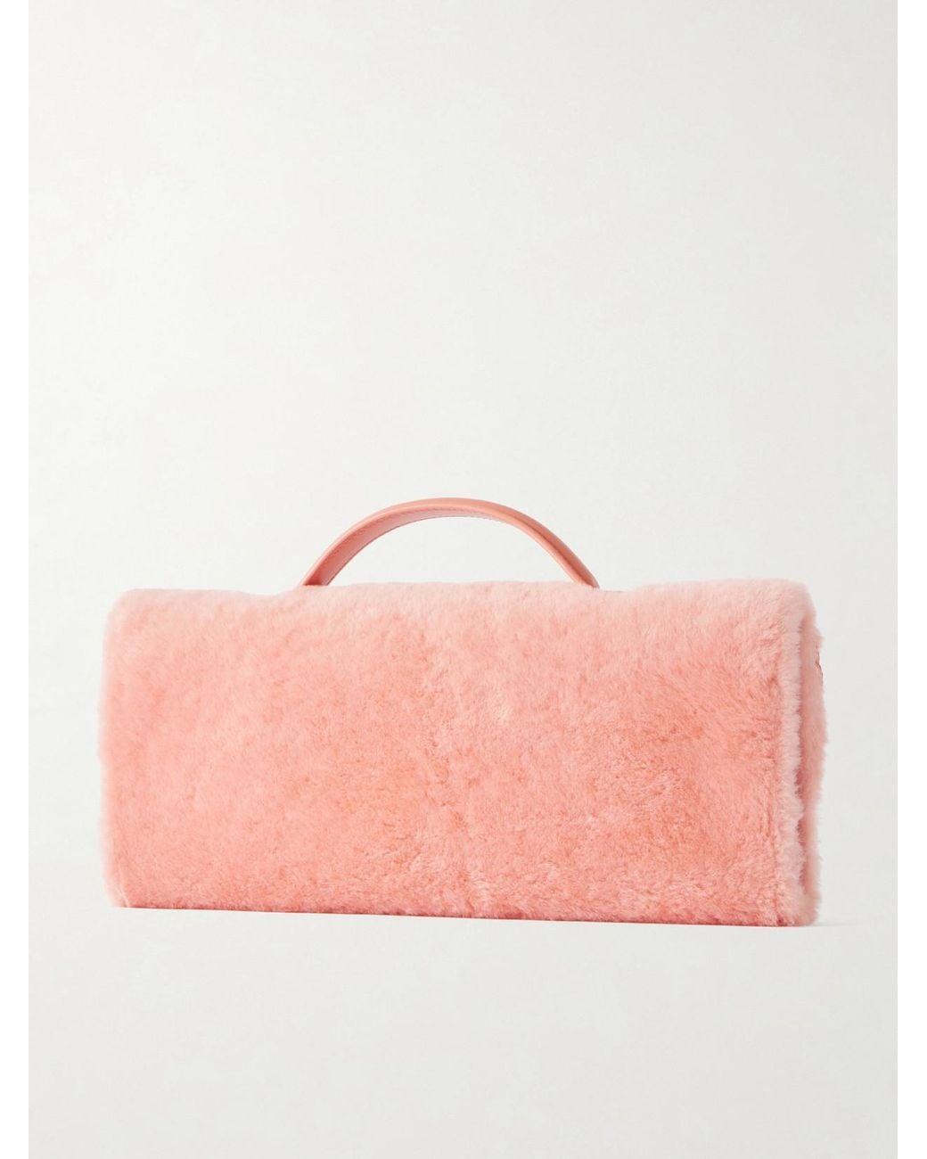 Tactile Rectangle Backpack Bottega Veneta Andiamo Intrecciato Leather-Trimmed Shearling Clutch in ...