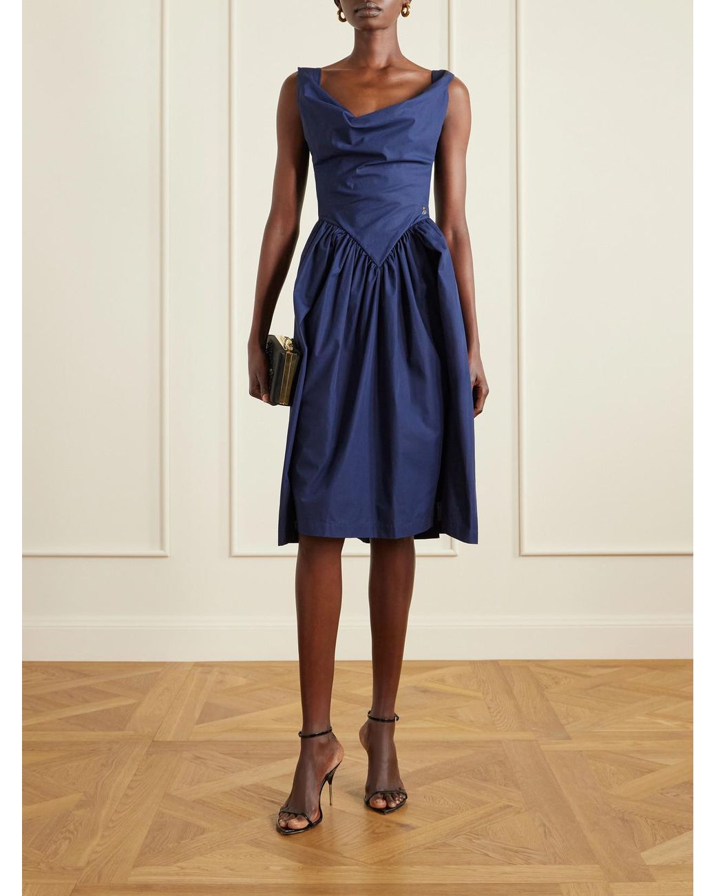Vivienne Westwood Blue Sunday Gathered Cotton-Poplin Midi Dress
