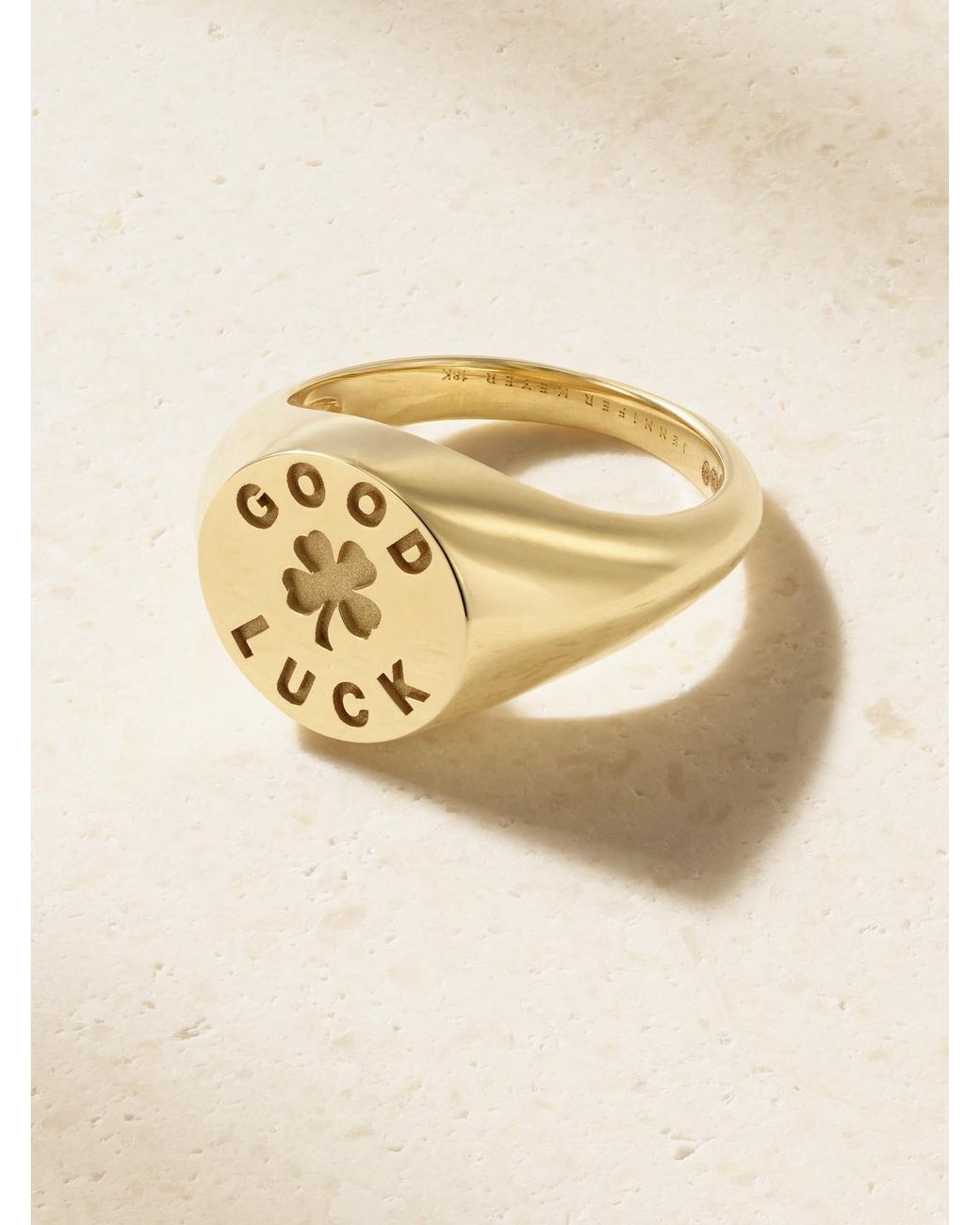 Jennifer Meyer Natural Good Luck & Clover 18-Karat Signet Ring