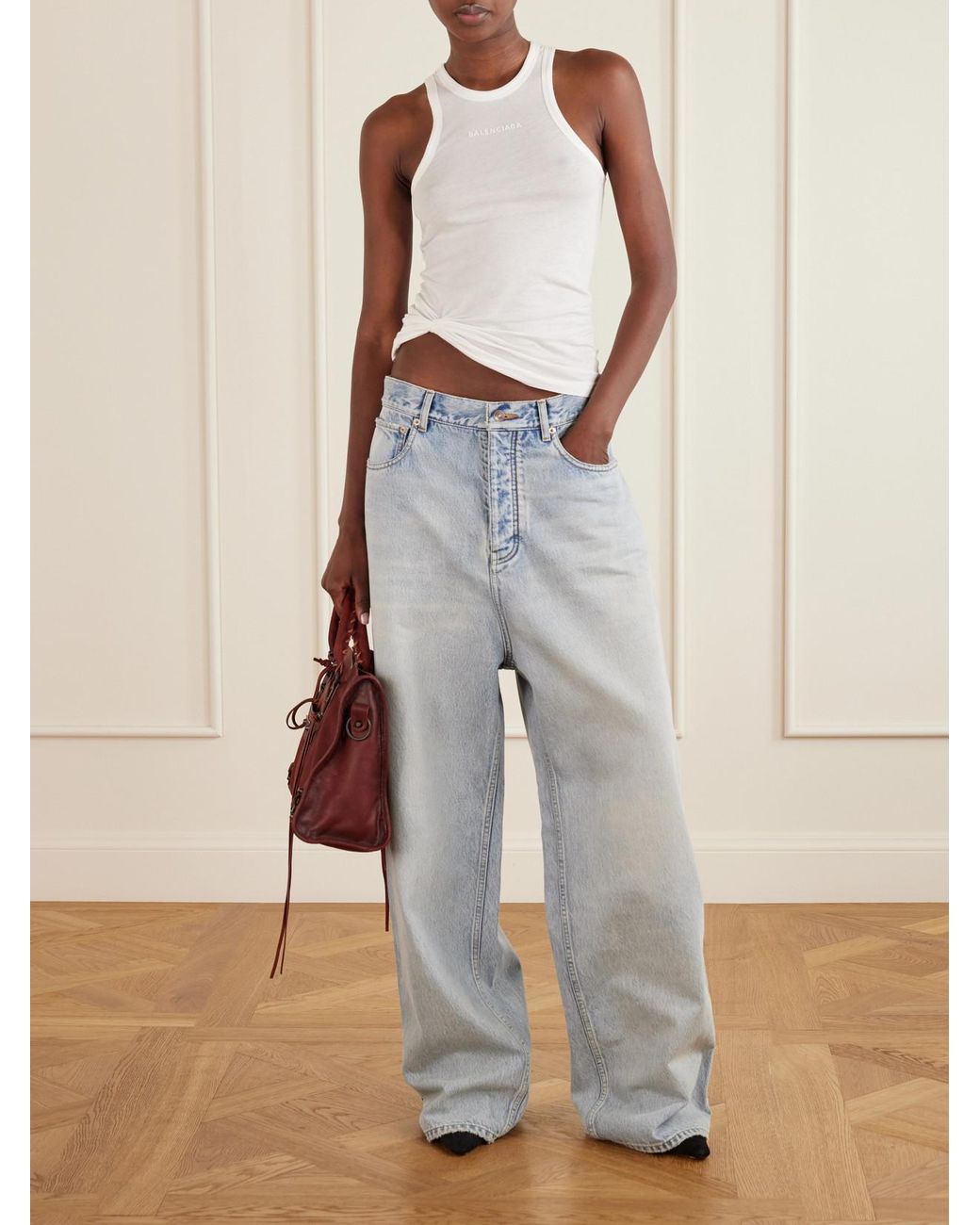 Balenciaga Blue Straight-Leg Cotton Denim Pants