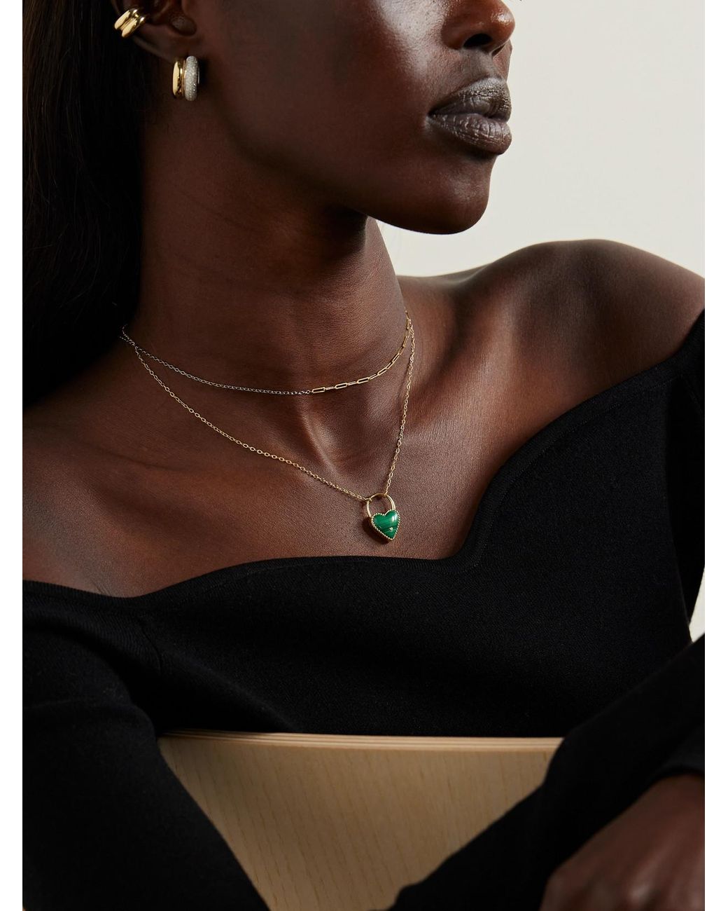 Yvonne Léon Natural 18-Karat, Malachite And Diamond Necklace