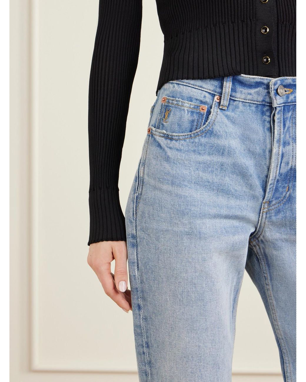 Saint Laurent Blue Nico High-Rise Straight-Leg Jeans