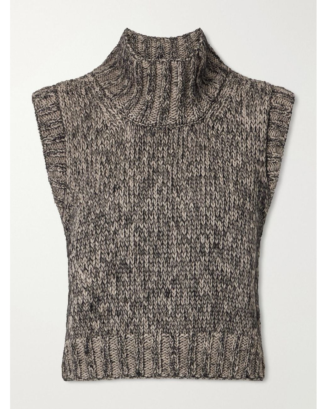 Khaite Gray Fawn Cashmere, Mohair And Silk-Blend Mélange Sweater Vest
