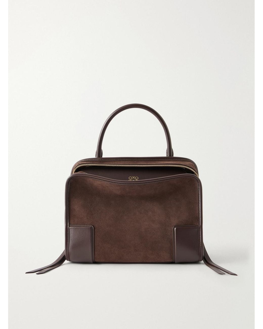 Loewe Brown Amazona 180 Medium Leather-Trimmed Suede Tote