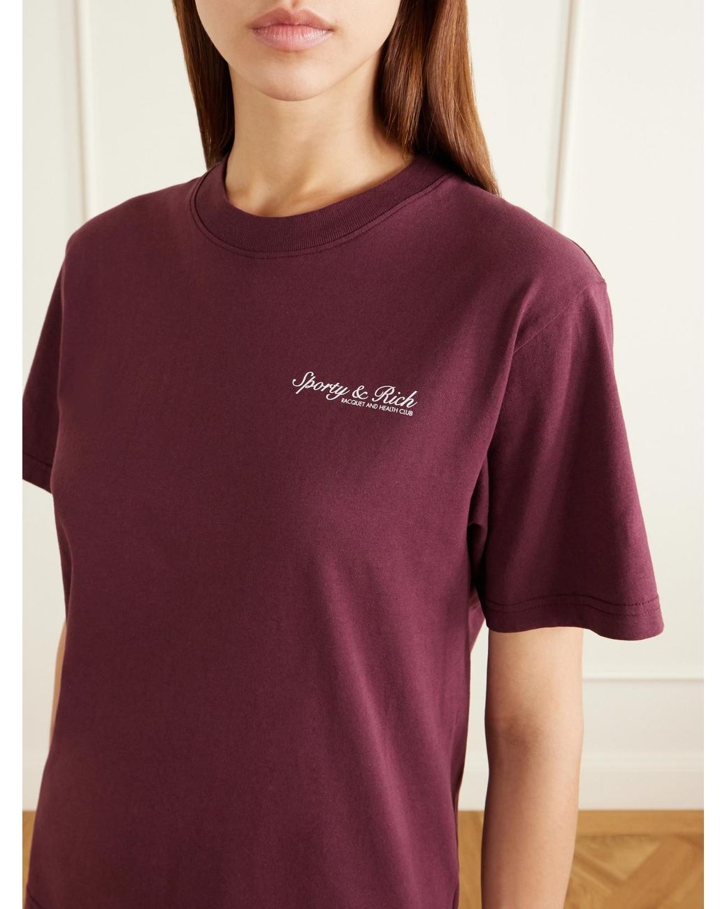 Sporty & Rich Red Syracuse Logo-Print Cotton-Jersey T-Shirt