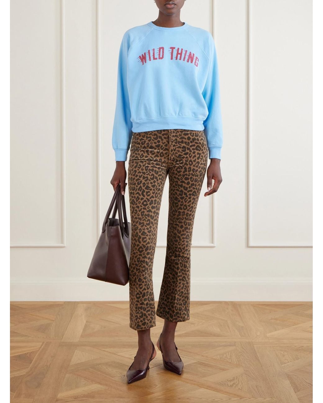 Mother Natural The Hustler Flood Leopard-Print Cotton-Blend Corduroy High-Rise Flared Pants