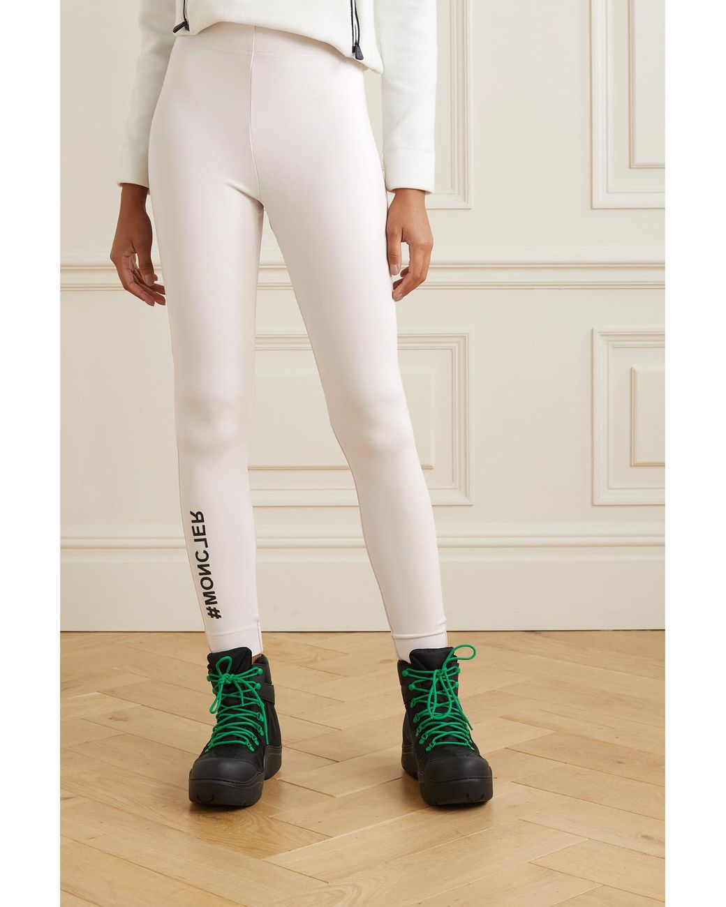 Moncler White Printed Stretch-Jersey Leggings
