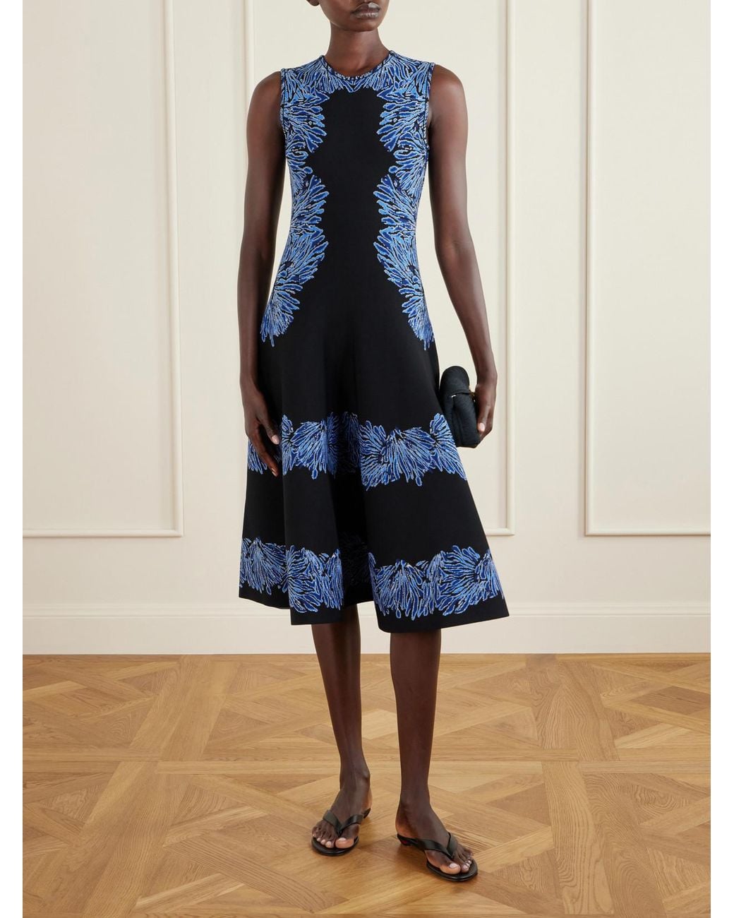Ulla Johnson Blue Iona Jacquard-Knit Midi Dress