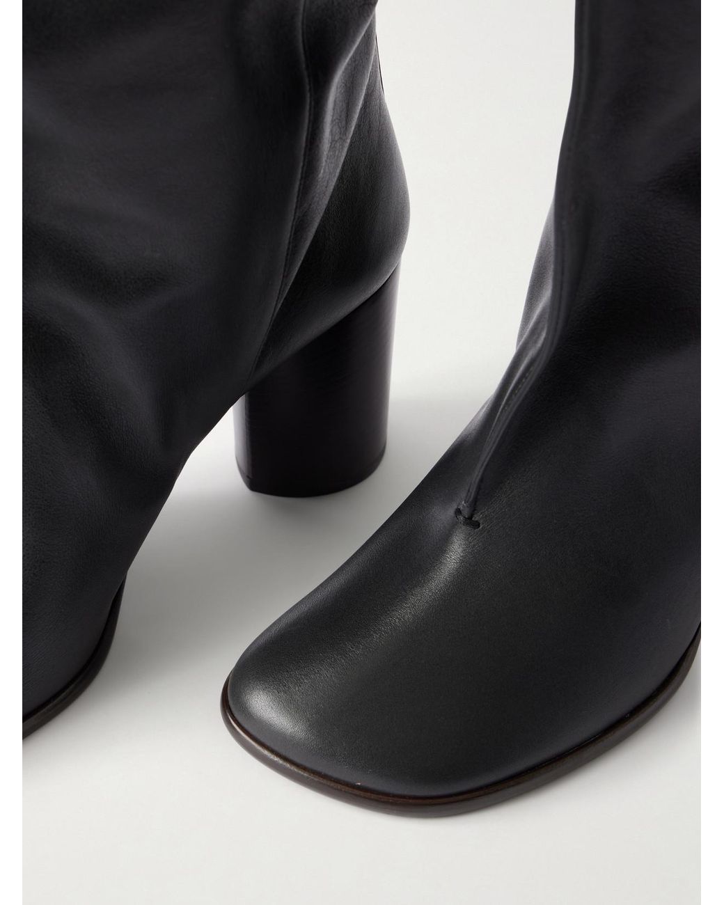 Lemaire Black Crease Leather Knee Boots