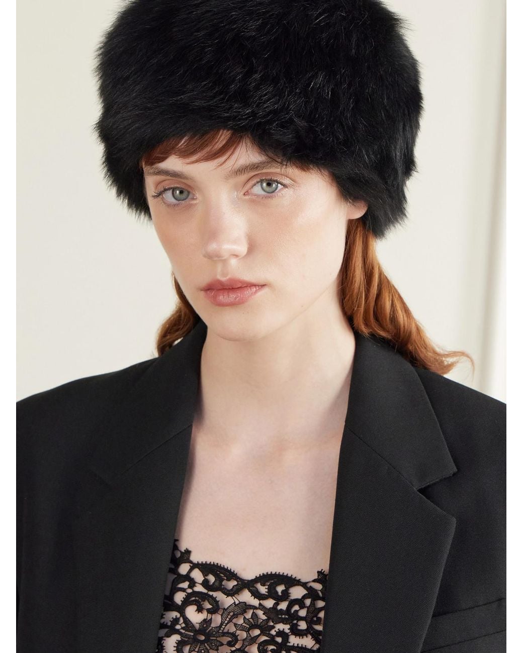 Saint Laurent Black Shearling Hat