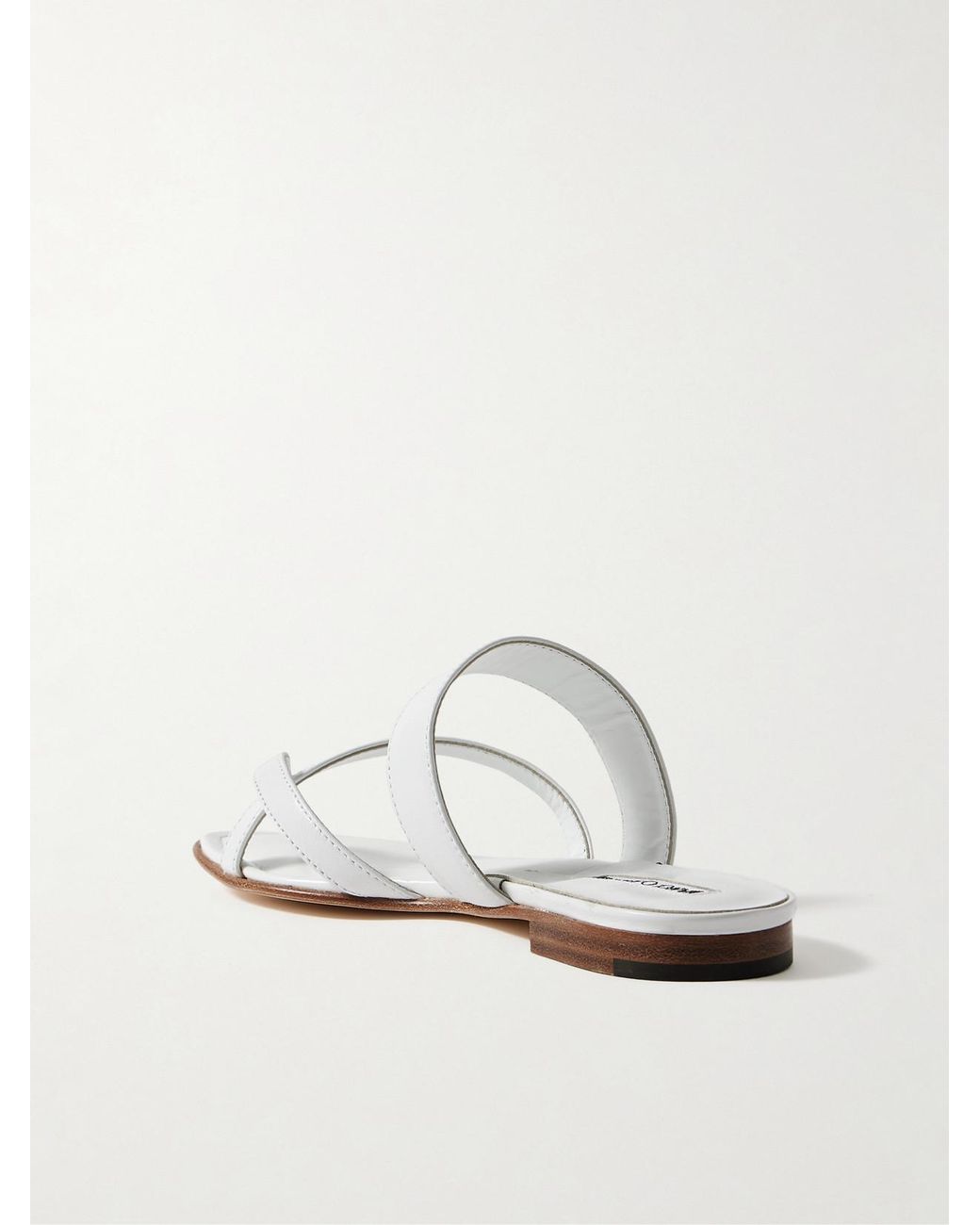 Manolo Blahnik White Susa Leather Sandals