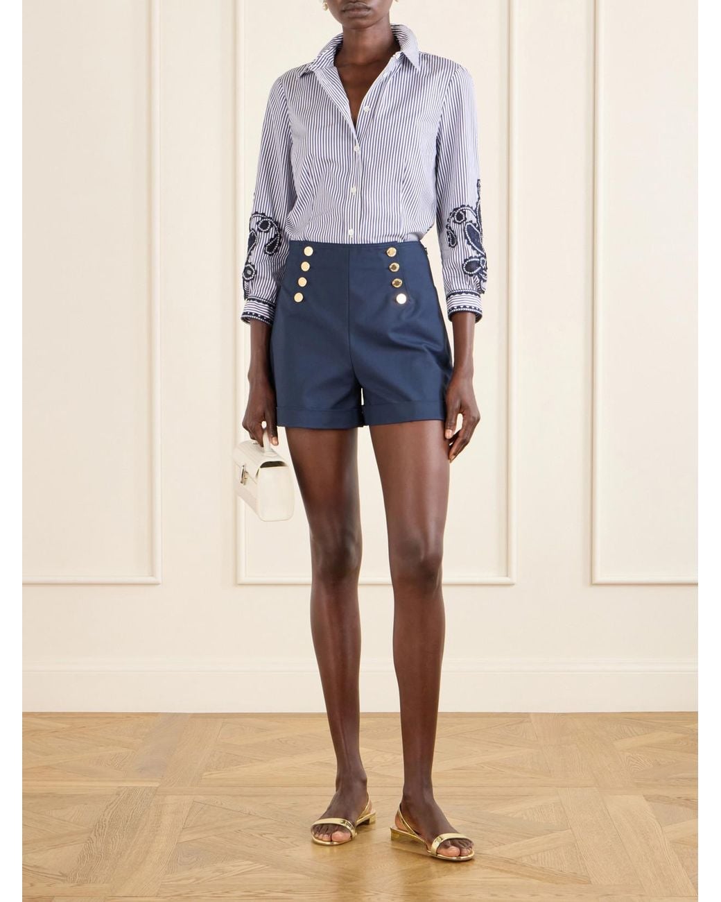 Carolina Herrera Blue Cotton-Blend Shorts