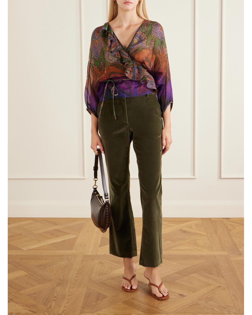 LaDoubleJ Green Velvet Straight-Leg Pants