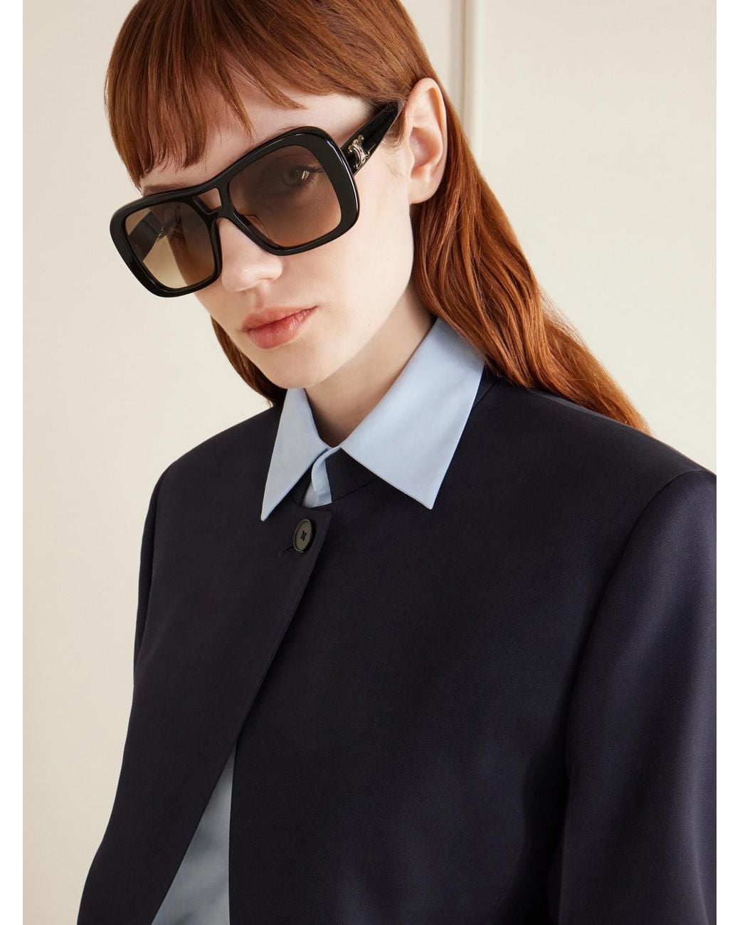 Céline Black Aviator-Style Acetate Sunglasses