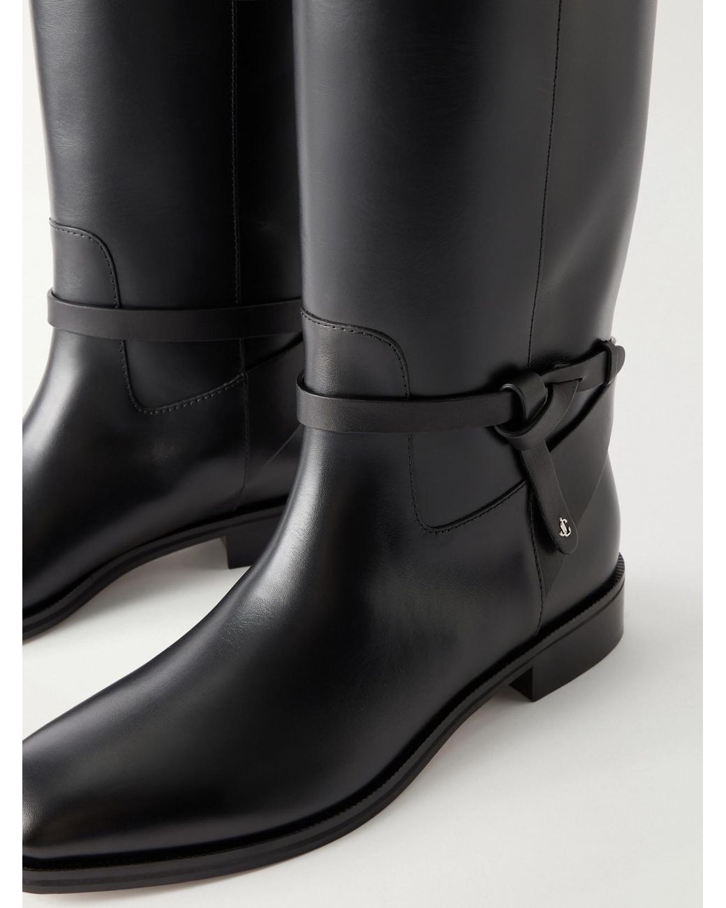 Jimmy Choo Black Lawton Knotted Leather Knee Boots