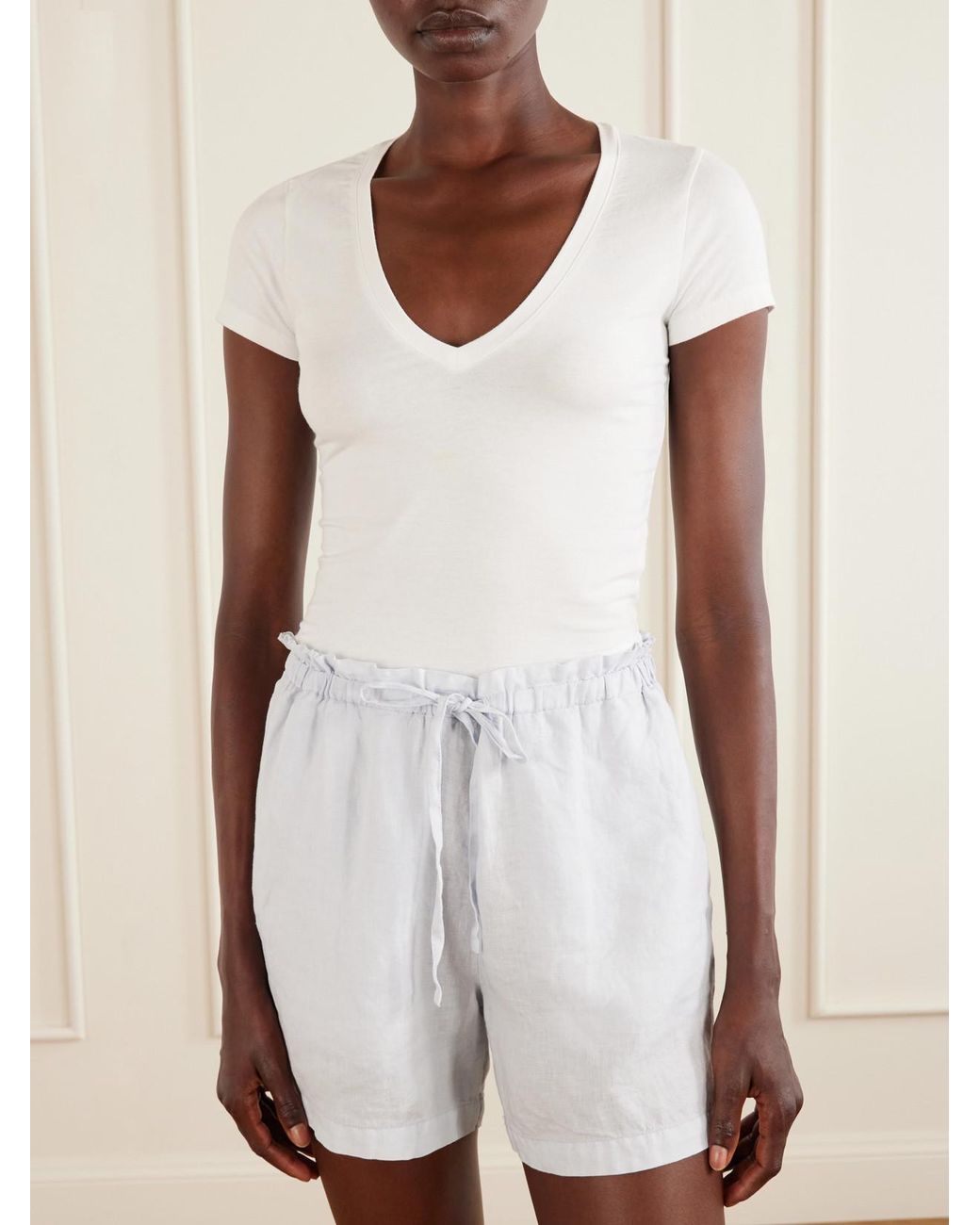 James Perse White Cropped Cotton-Blend Jersey T-Shirt