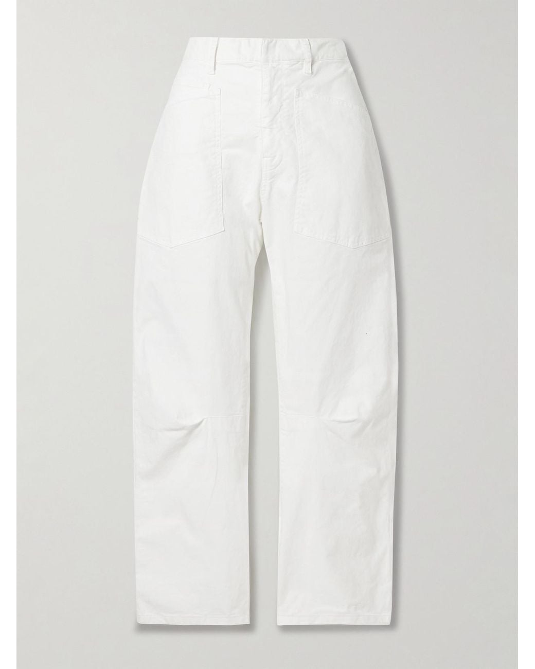 Nili Lotan White Shon Cotton-Blend Twill Tapered Pants