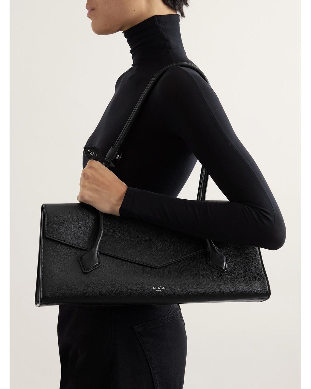 Alaïa Black Le Teckel Flap Textured-Leather Shoulder Bag