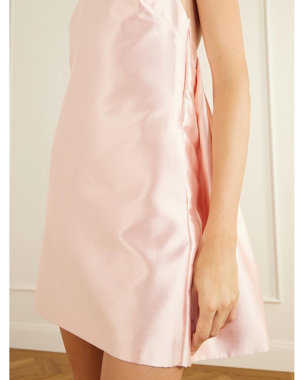 Self-Portrait Pink Pleated Taffeta Mini Dress