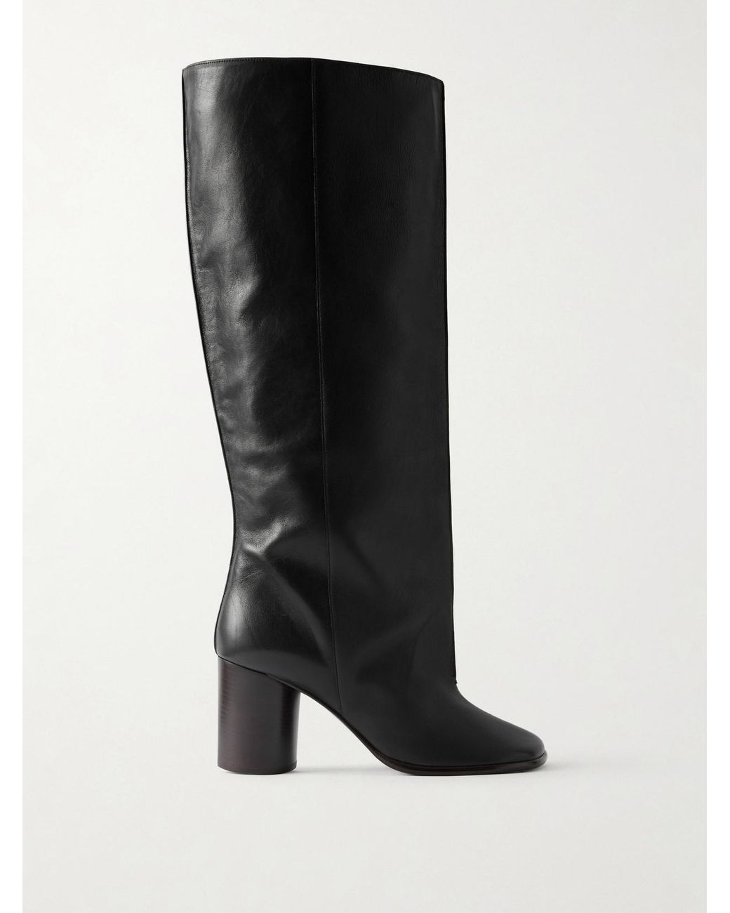 Lemaire Black Crease Leather Knee Boots