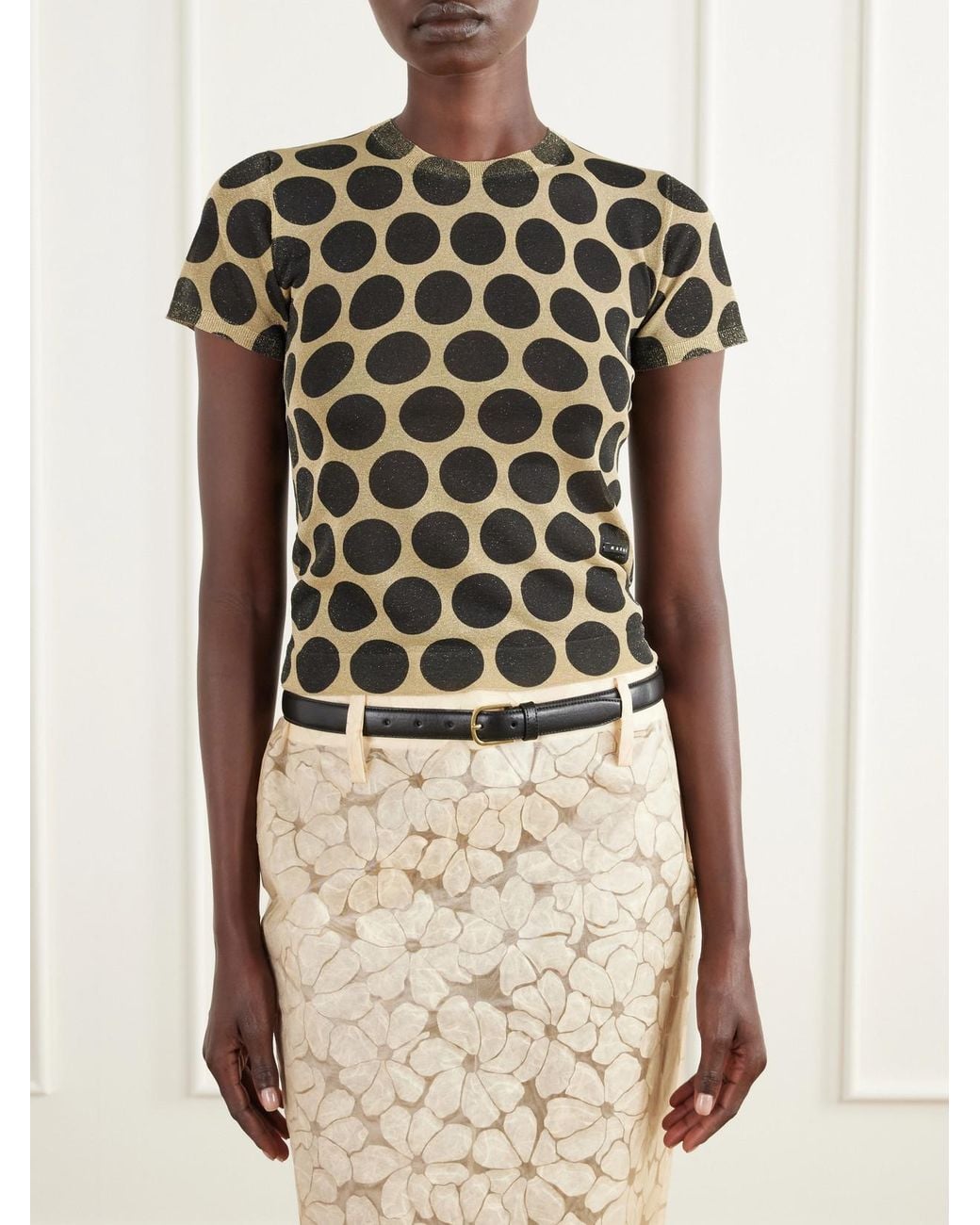 Marni Green Polka-Dot Knitted T-Shirt