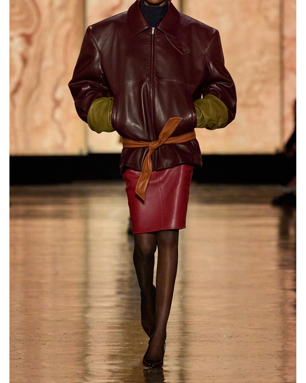 Saint Laurent Leather Skirt in Red | Lyst